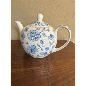 Harvest Green Studio Blue & White Floral Teapot Fine China Chinoiserie Style